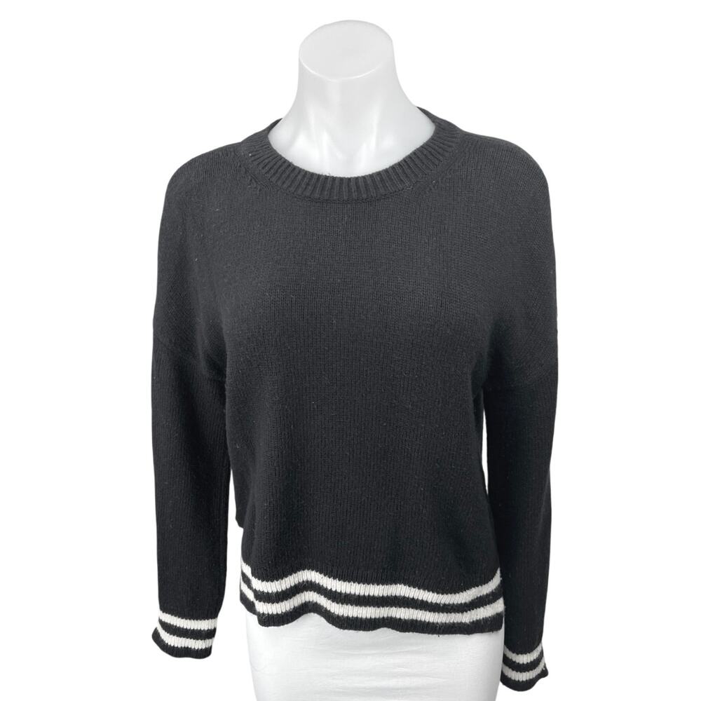 Intermix Women's Black Wool Cashmere Knit Long Sleeve Pullover Sweater Top Sz S